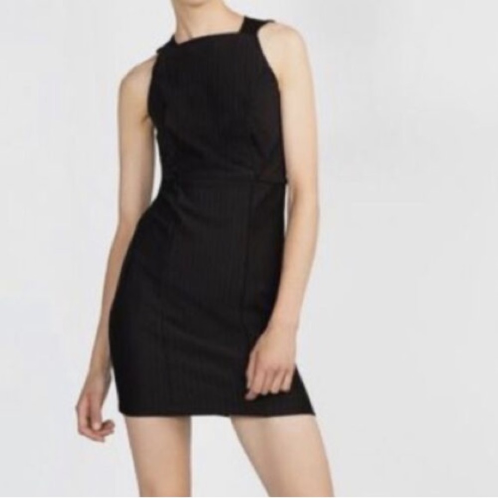 Zara W & B Collection Black Ribbed Dress | Size M